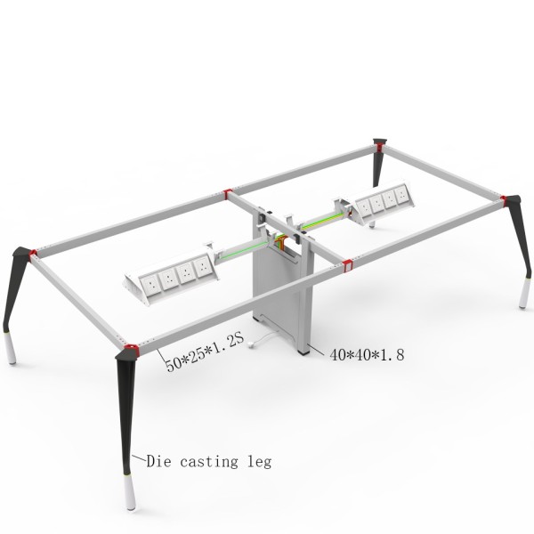 table-legs-metal 4 person workstation