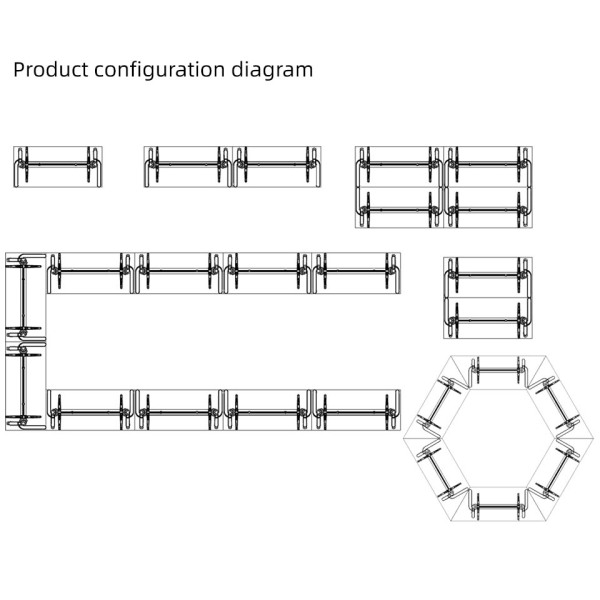 foldable office table configuration diagram