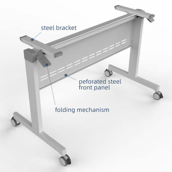 the training table with steel front panel details